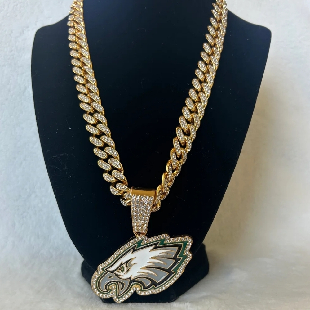 Eagles Football Helmet Or Eagle Pendant Necklace 20 Or 24 Gold Or Silver - Picture 5 of 7